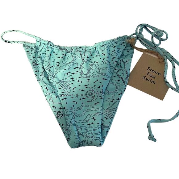 NWT Free People Stone Fox Swim Women's River Bikini Bottom Blue Cosmic Rain SZ L - Picture 1 of 7